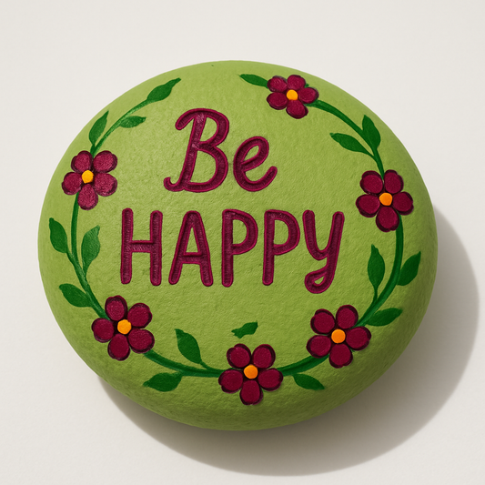 Be Happy Hand Painted Motivational Rock